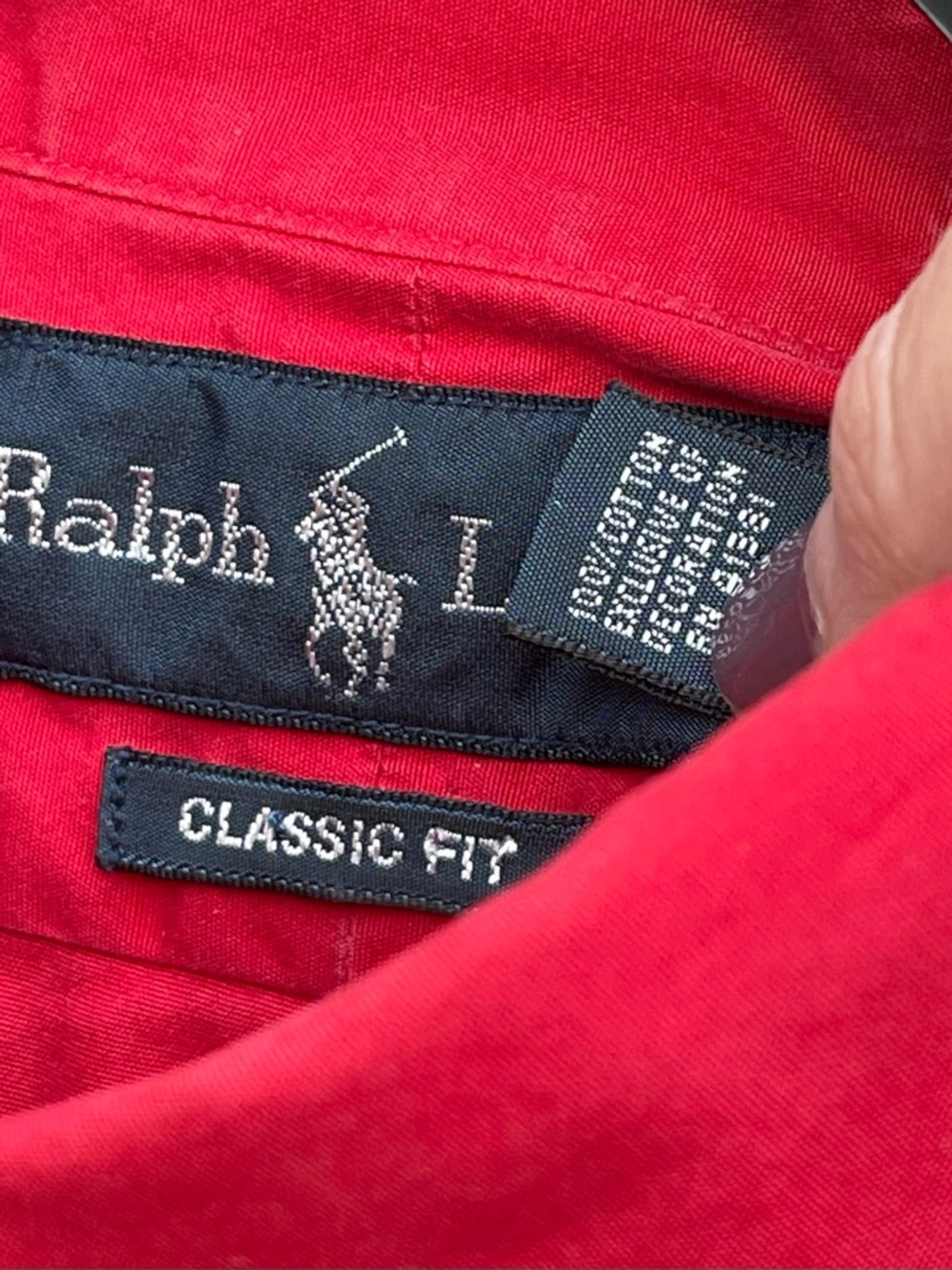 Ralph Lauren Red Long-Sleeve Button-Down Shirt with Blue Pony - Picture 5 of 7